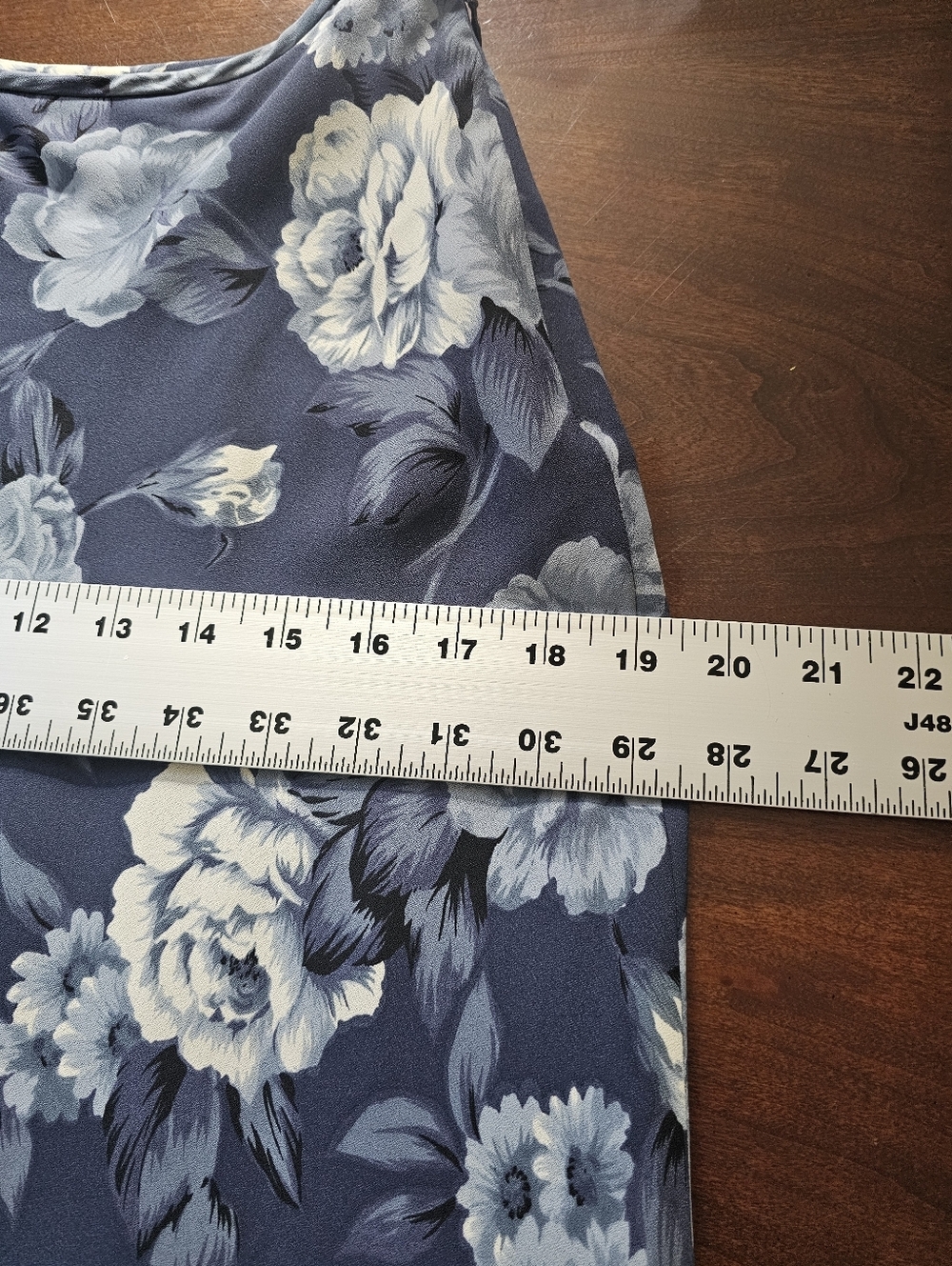 Vintage 90s Ann Tjian Kenar Blue Floral Chiffon Maxi Skirt 2 - Picture 11 of 12